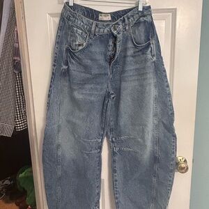 Free People We The Free Mid Rise Barrel Jeans